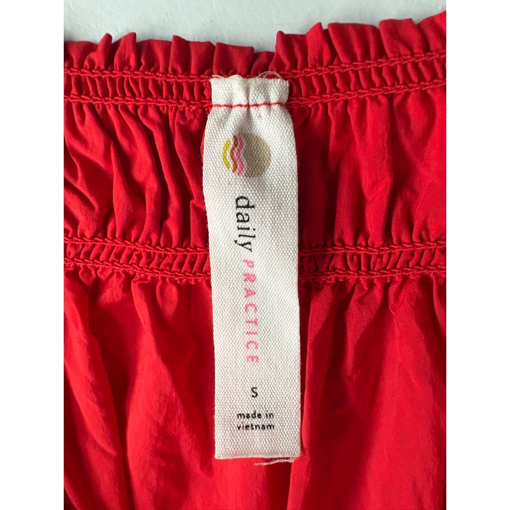 Daily Practice by Anthropologie Keeseville Red Smocked Midi Dress Small - Picture 8 of 9
